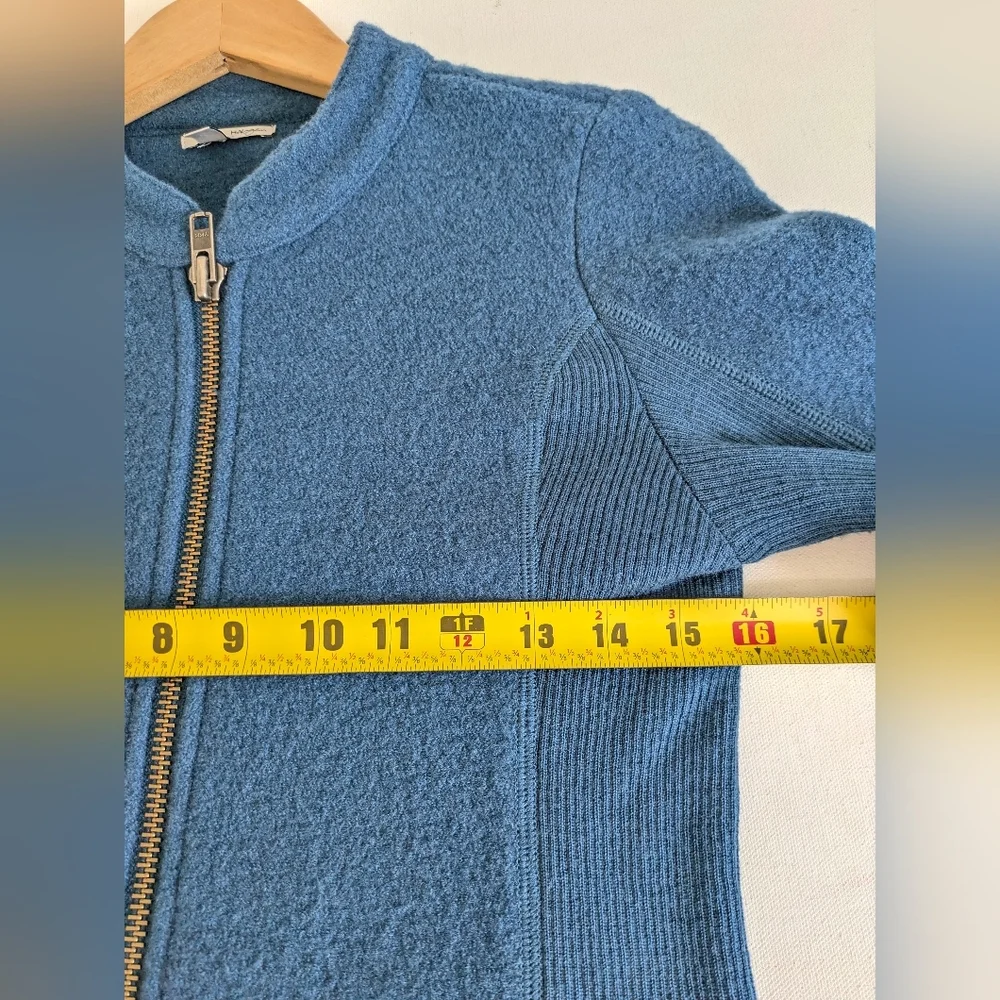 Halogen Nordstrom Women’s Petrol Peplum 100% Merino Wool Zip Up Jacket Sz XS EUC - Picture 16 of 16